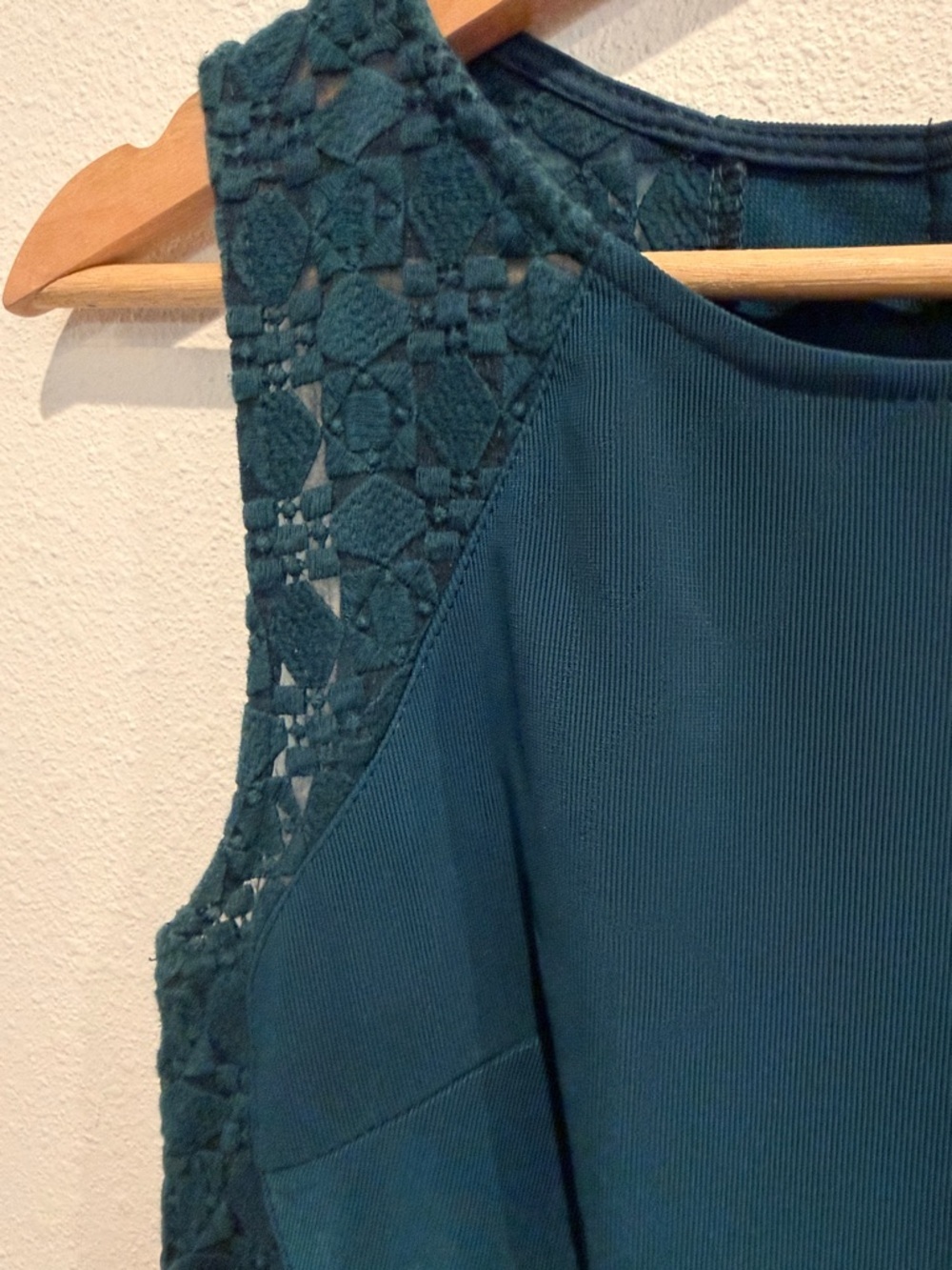 Altar'd State Teal Lace-Panel Fit & Flare Mini Dress - Picture 3 of 5